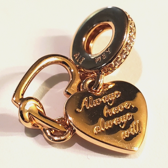 Authentic NEW Pandora Love You Infinity Heart Dangke Charm 14K RGP CZ - Picture 10 of 10